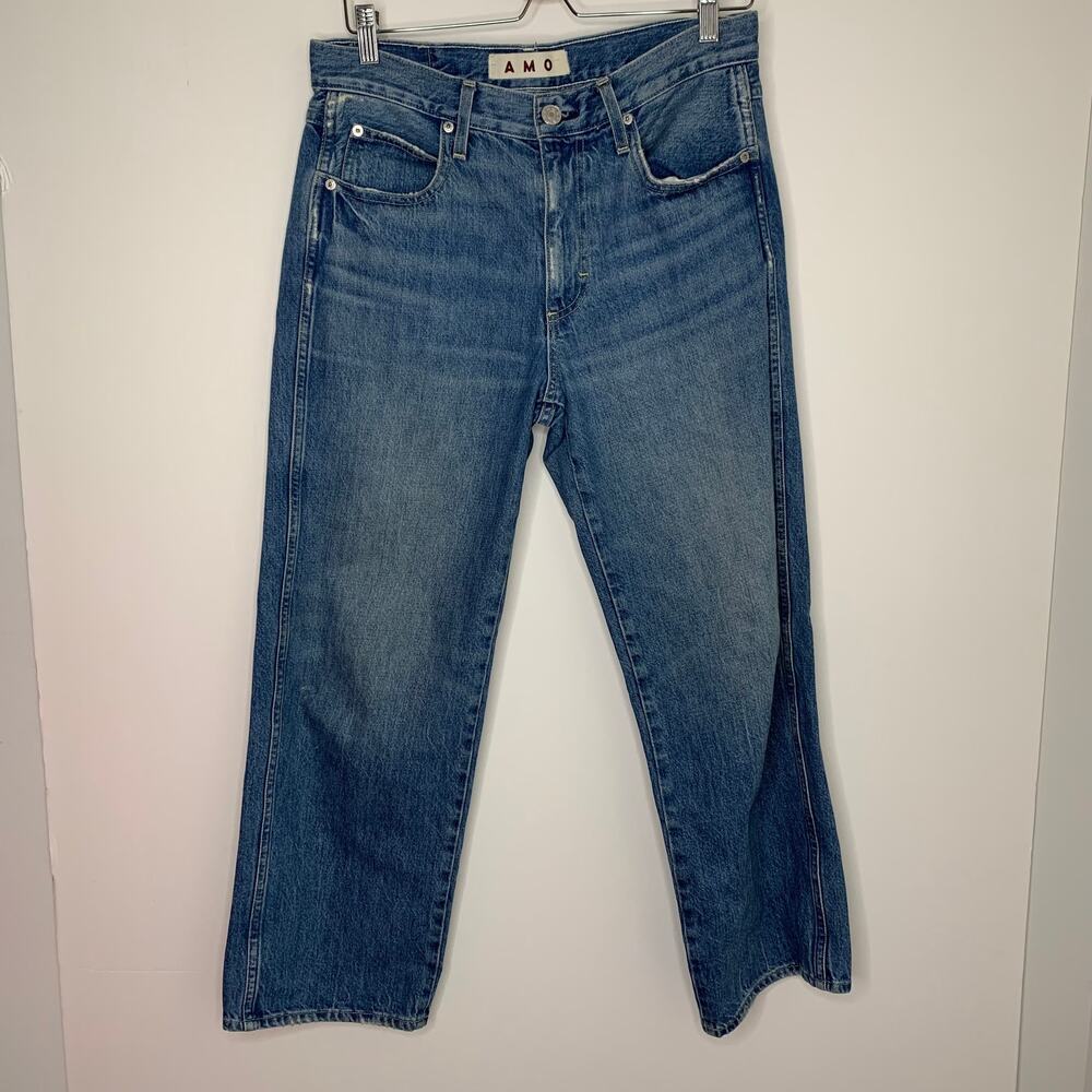 Amo Billie Jeans Womens Blue 100% Cotton Wide Leg Crop Size 27 - Picture 2 of 16